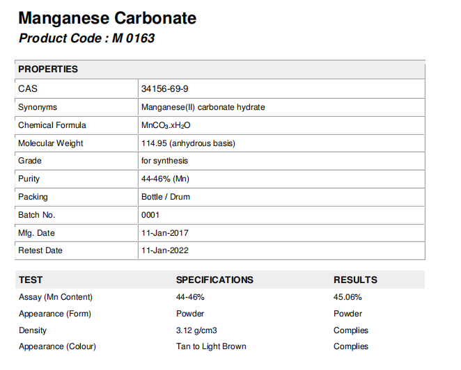 evaluate manganese carbonate supplier by coa evaluate manganese carbonate supplier by coa