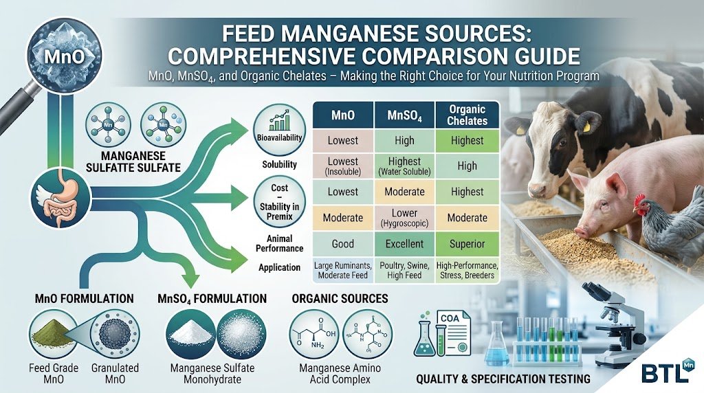 Manganese Oxide vs. Manganese Sulfate vs. Other Feed Mn Sources: Which to Choose?